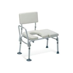 TRANSFER BENCH W/COMMODE PADDED 